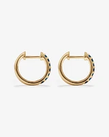 Sapphire Huggie Hoop Earrings in 10kt Yellow Gold