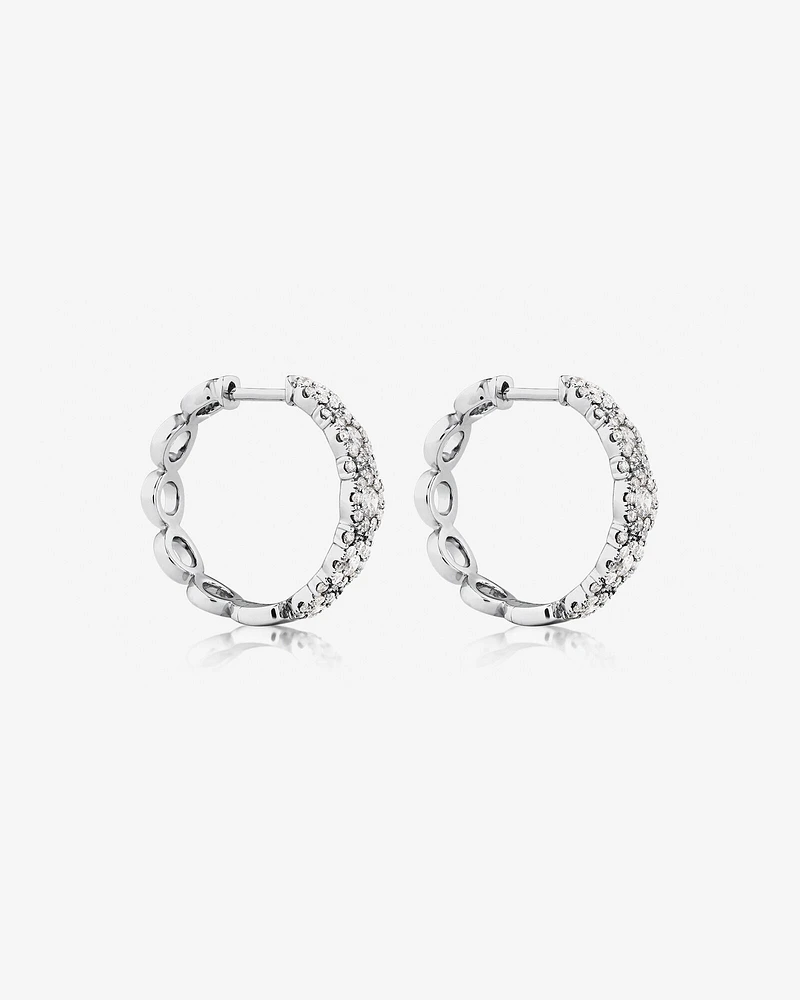 Bubble Huggie Earrings with 1.00 Carat TW Diamonds in 14kt White Gold