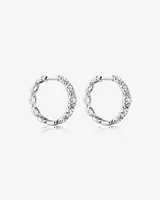 Bubble Huggie Earrings with 1.00 Carat TW Diamonds in 14kt White Gold