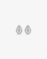 0.45 Carat TW Pear Diamond Halo Stud Earrings in 10kt White Gold