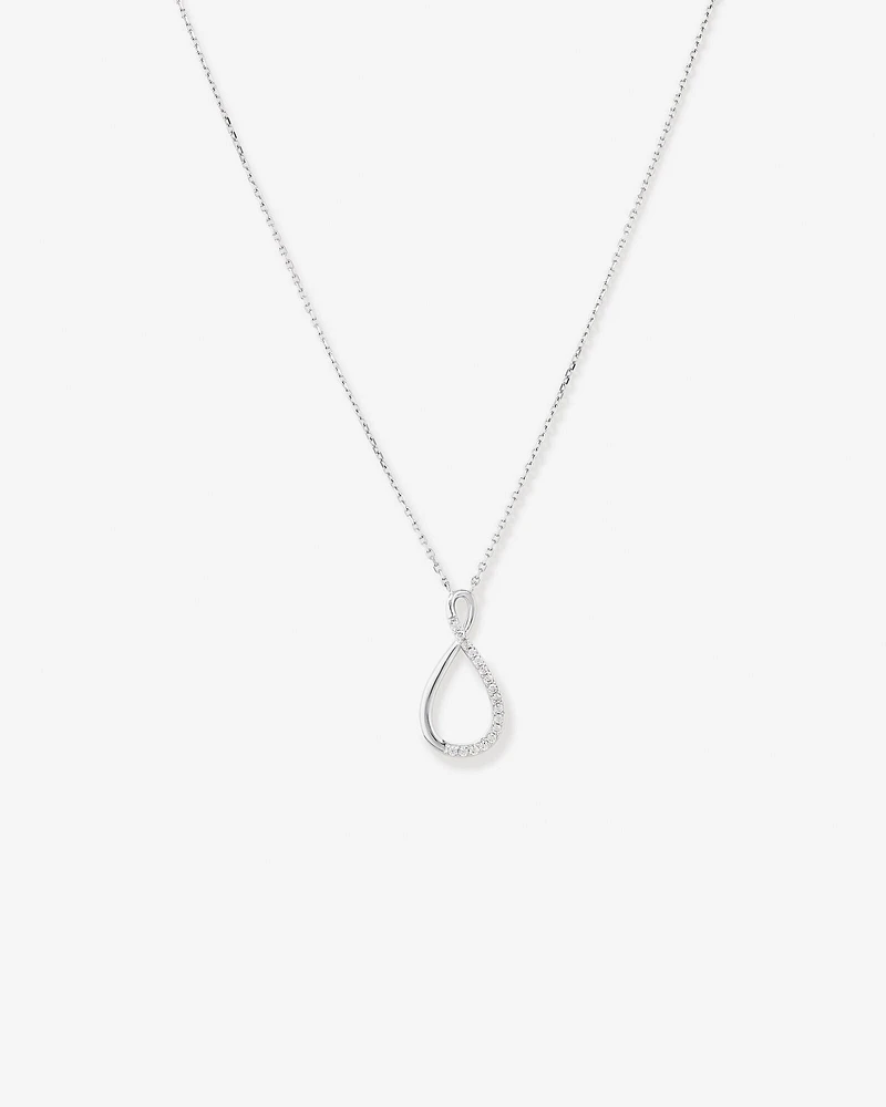 Cubic Zirconia Infinity Pendant Necklace in Sterling Silver