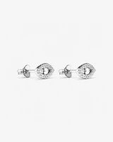 Evil Eye Stud Earrings with Cubic Zirconia in Sterling Silver