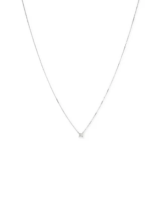 0.25 Carat TW Princess Cut Diamond Solitaire Necklace in 18kt White Gold