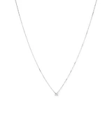 0.25 Carat TW Princess Cut Diamond Solitaire Necklace in 18kt White Gold