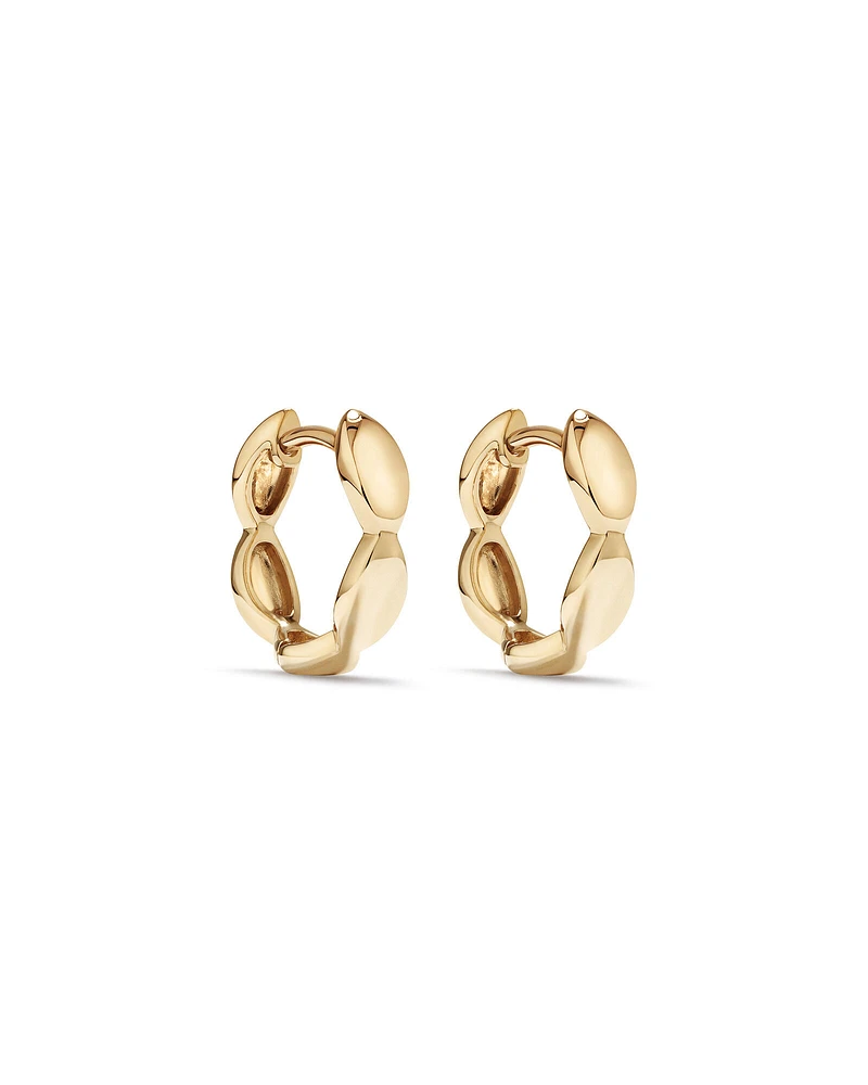 Marquise Shape Huggie Hoop Earrings in 10kt Yellow Gold