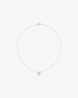 Cushion Cut Green Amethyst Gemstone and 0.15 Carat TW Diamond Halo Pendant Necklace in 10kt Yellow Gold