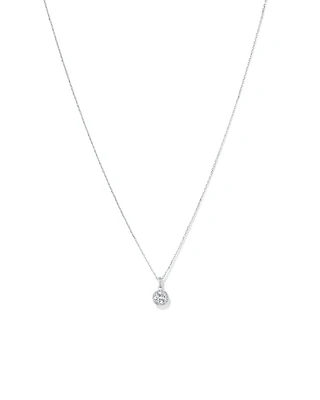 Round Brilliant Cubic Zirconia Halo Pendant Necklace in Sterling Silver