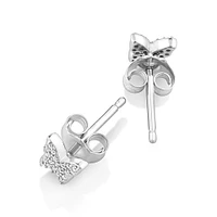 Boucles d'oreilles à petits papillons avec diamants en argent sterling