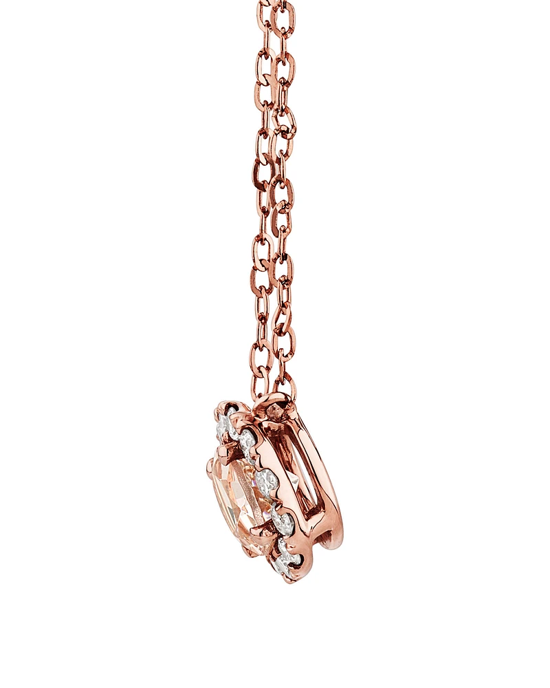 Pendentif avec Morganite & 0,14 Carat TW de Diamants en Or Rose 10kt