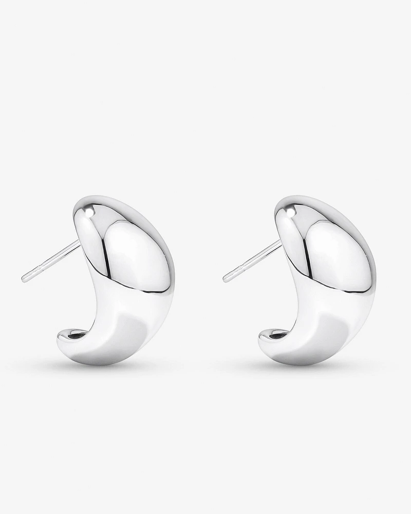Boucles d'oreilles demi-créoles à dôme poli en argent sterling