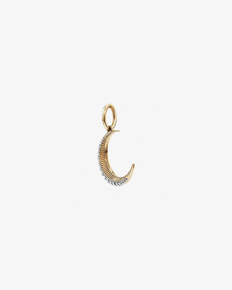 Diamond Crescent Moon Pendant in 10kt Yellow Gold