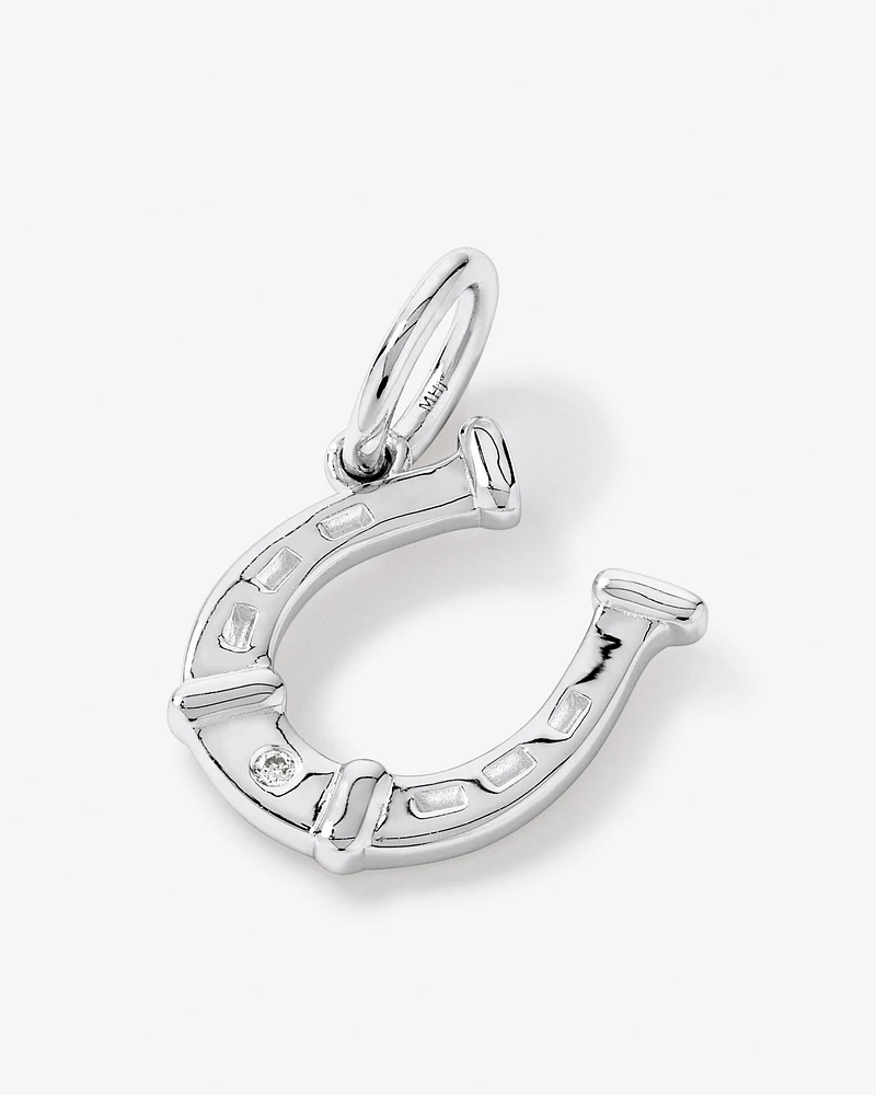 Diamond Accent Horseshoe Pendant in Sterling Silver