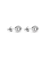 Evil Eye Stud Earrings with Cubic Zirconia in Sterling Silver