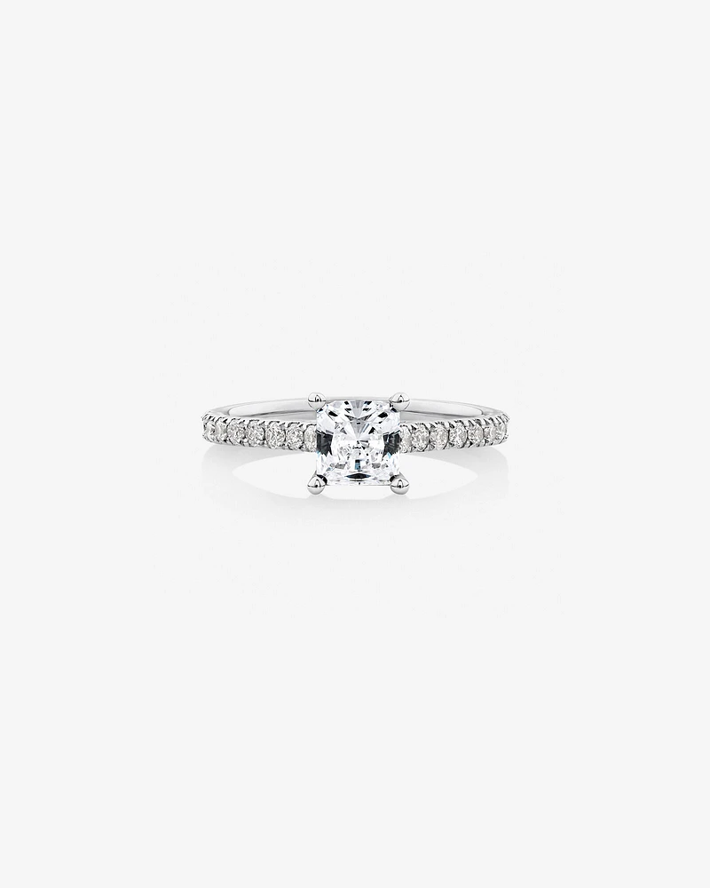 Bague de fiançailles en or blanc 14 K avec diamants totalisant 1,25 ct