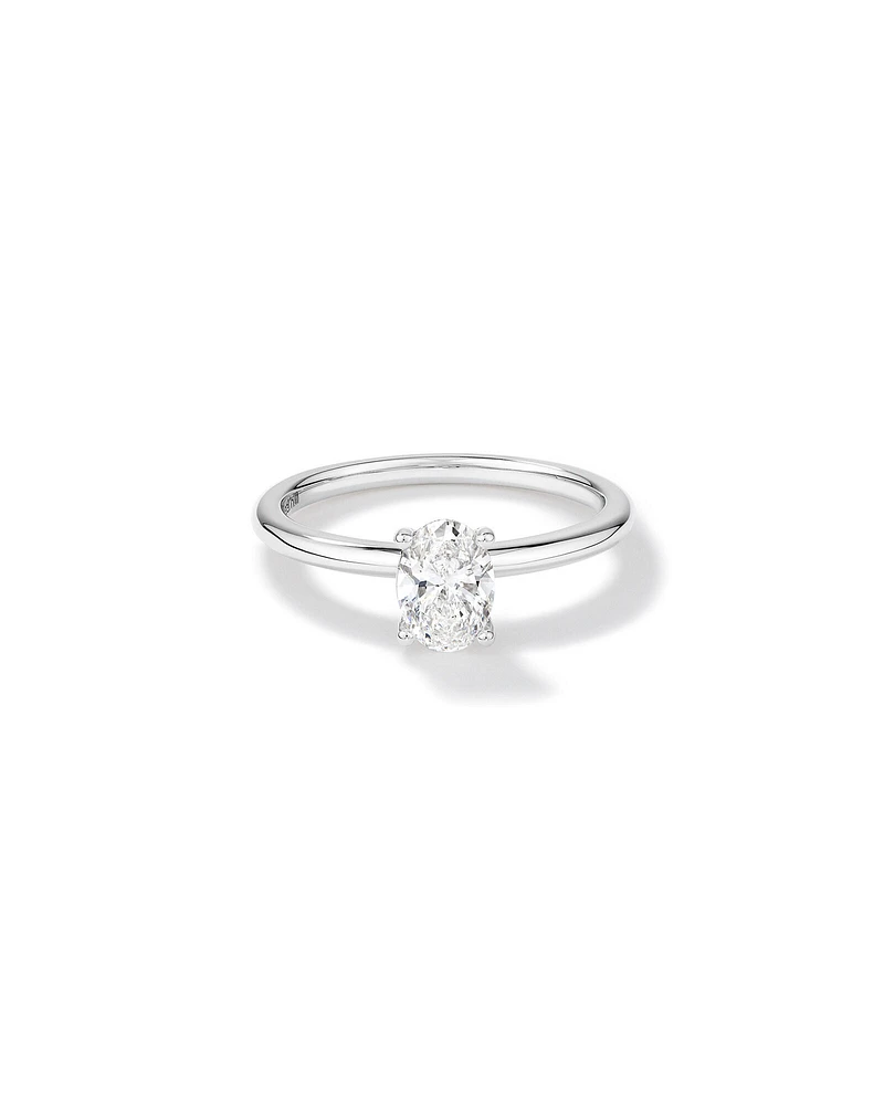 Carat TW Oval Laboratory-Grown Diamond Solitaire Engagement Ring in 14kt White Gold