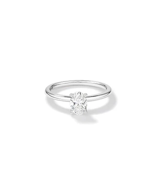 Carat TW Oval Laboratory-Grown Diamond Solitaire Engagement Ring in 14kt White Gold