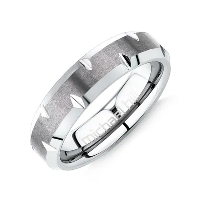 6mm Men's Ring Grey Sapphire Tungsten