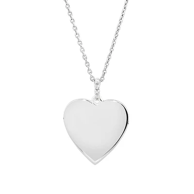 Diamond Accent Heart Pendant with Cable Chain in Sterling Silver
