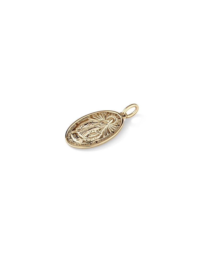 Oval St Madonna Pendant in 10kt Yellow Gold