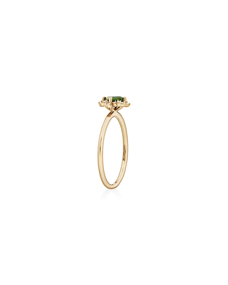 Ring with Green Tourmaline & Diamonds in 10kt Yellow Gold