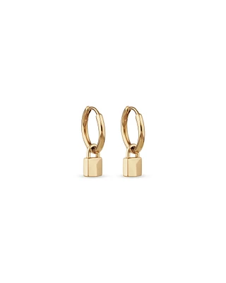 Signature Lock Hoop Huggie Earrings in 10kt Yellow Gold