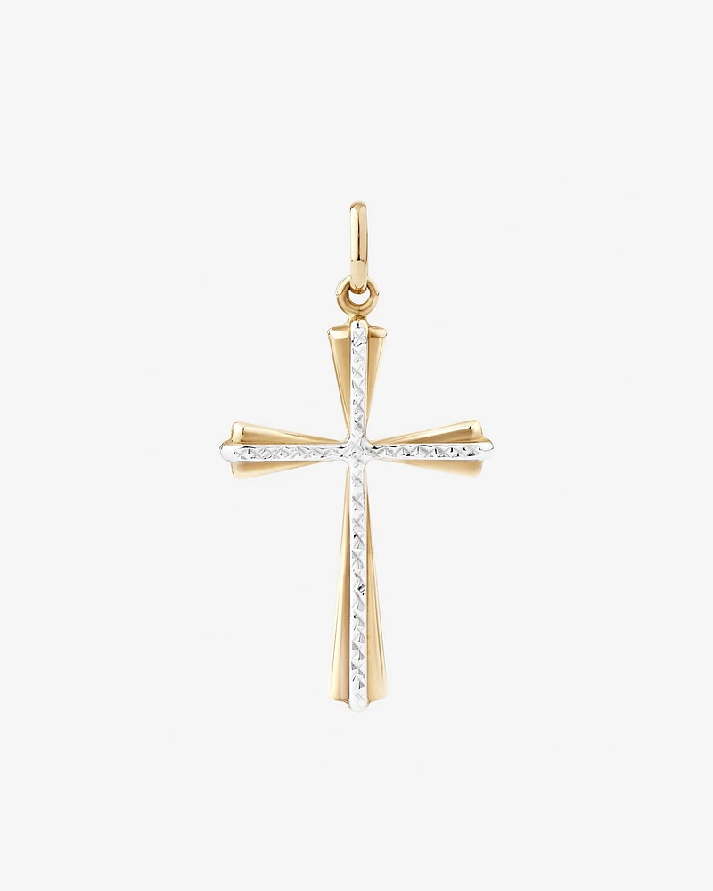 Cross Pendant in 10kt Yellow & White Gold