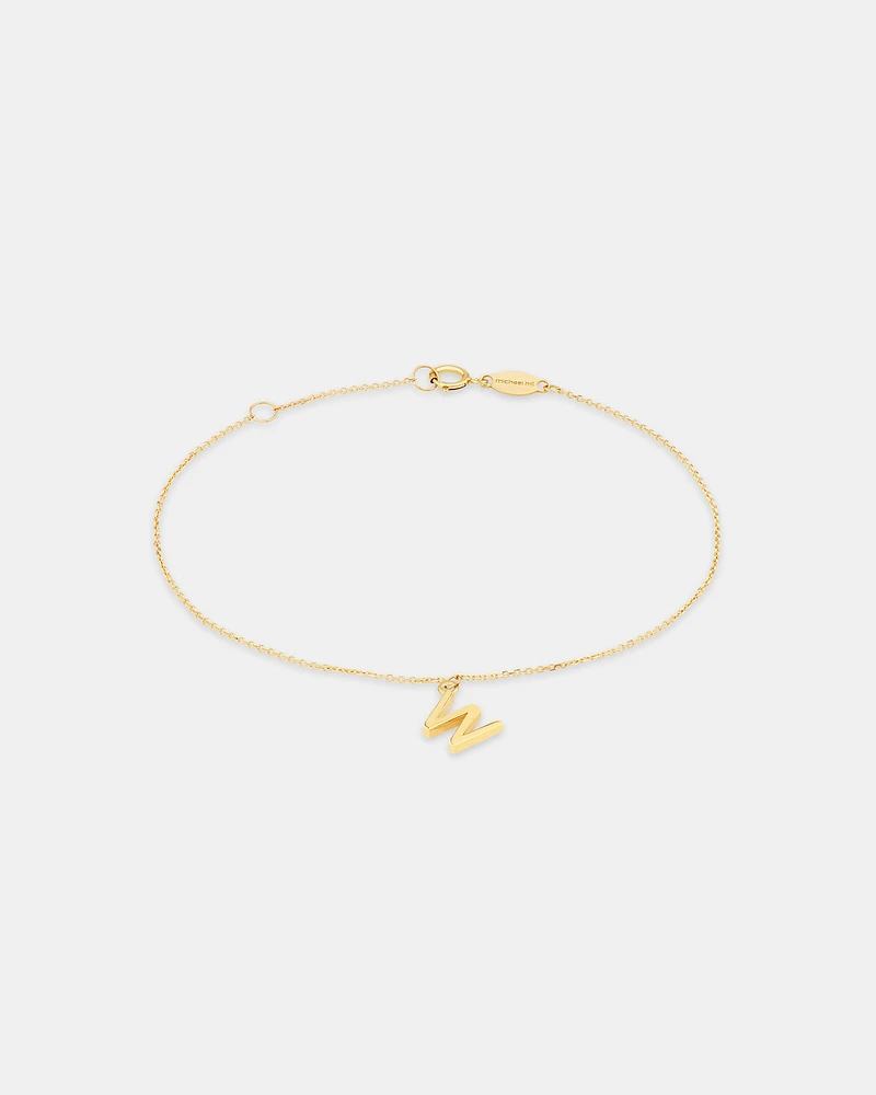 19cm (7.5") C Initial Bracelet in 10kt Yellow Gold