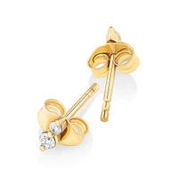 Two Stone Diamond Stud Earrings in 10kt Yellow Gold