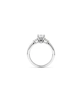 1.10 Carat TW Oval & Pear Cut Three Stone Engagement Ring in 18kt White Gold