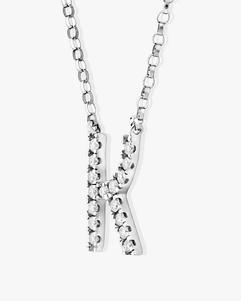 A' Initial necklace with 0.10 Carat TW of Diamonds in 10kt White Gold
