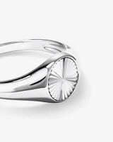 Sunray Round Signet Ring Sterling Silver