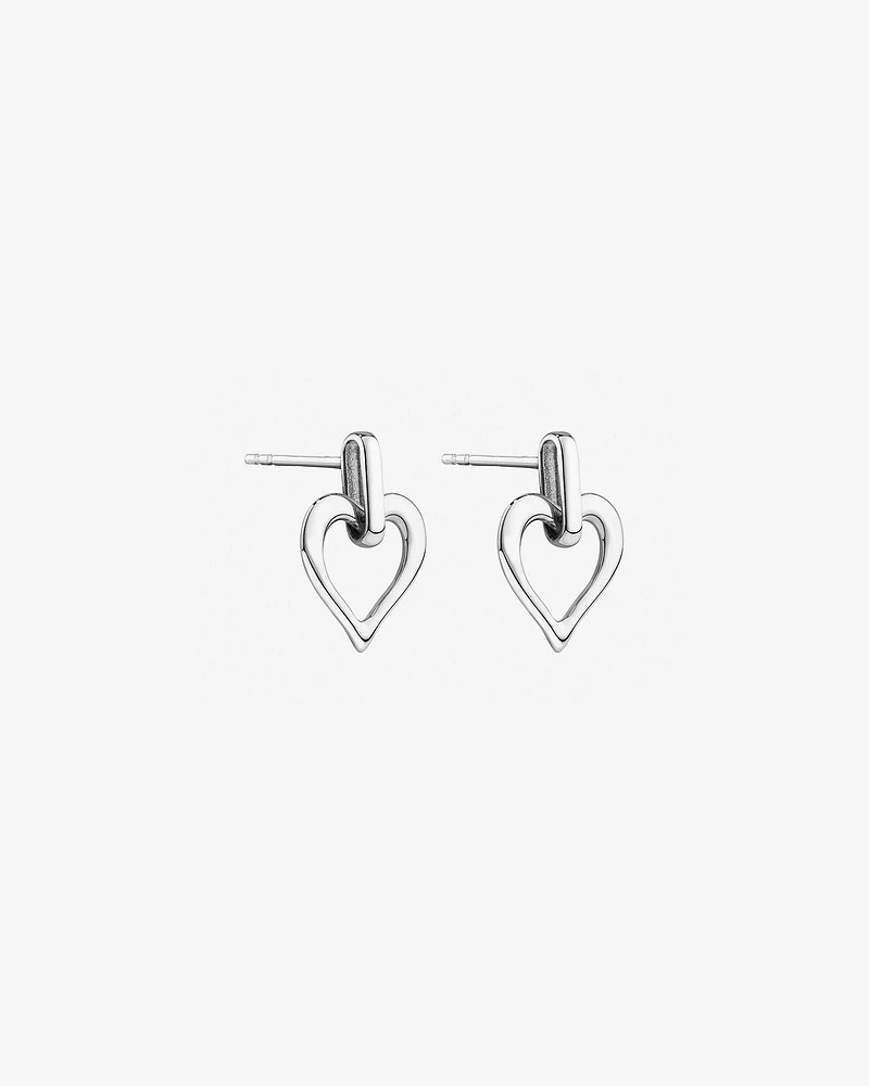 Boucles d'Oreilles Pendantes Coeur Ouvert en Argent Sterling