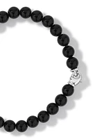 Men's Onyx Gemstone and Black Diamond Bead Bracelet in Sterling Silver