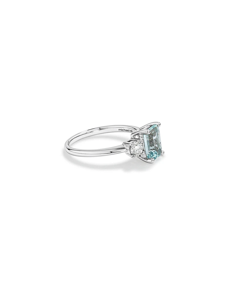 Ring with Aquamarine & 0.40 Carat TW of Diamonds in 10kt White Gold