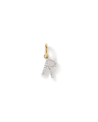 Diamond Letter R Initial Pendant in 10kt Yellow Gold