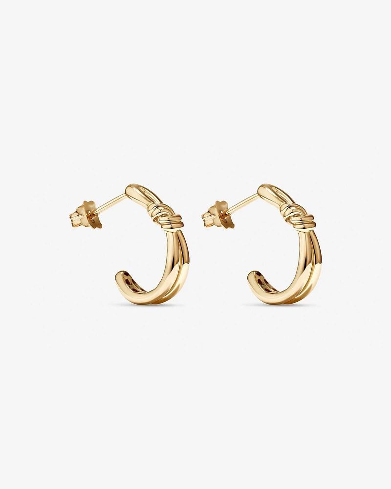 Knot Half Hoop Stud Earrings in 10kt Yellow Gold