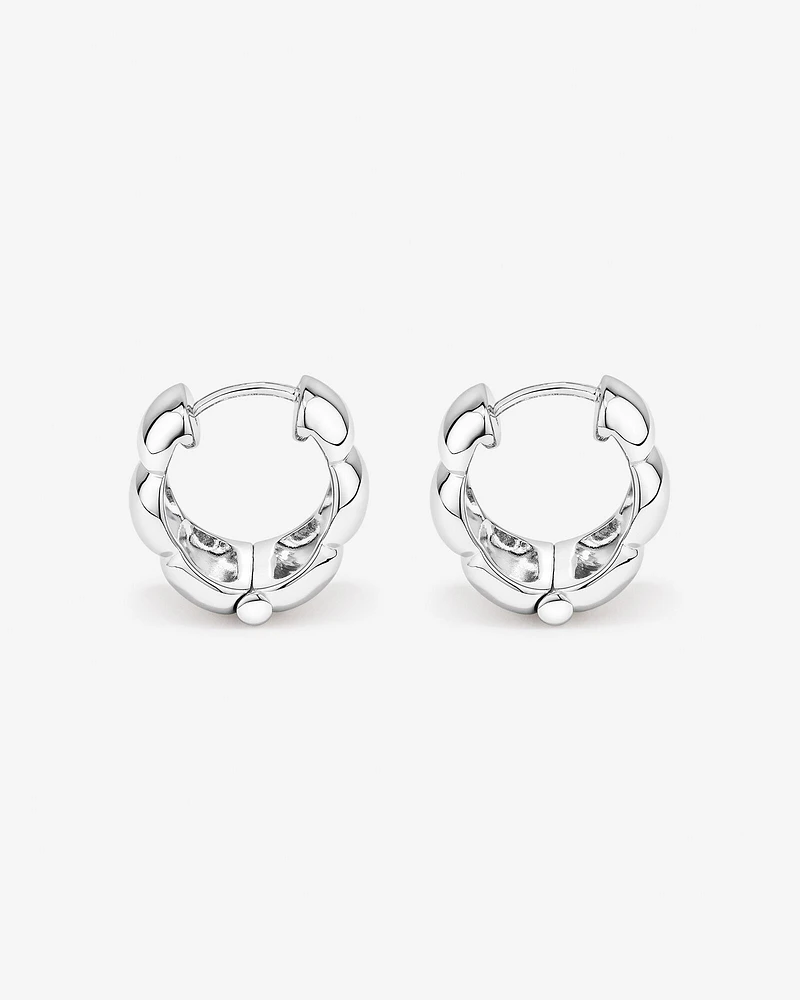 Boucles D'Oreilles Créoles Coussin Effilé En Argent Sterling