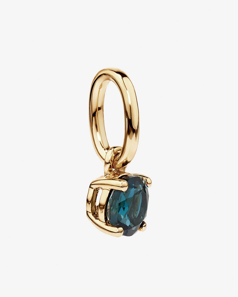 Round London Blue Topaz Birthstone Pendant in 10kt Yellow Gold