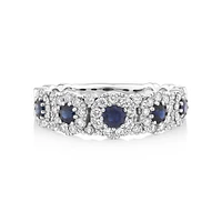 Bubble Ring with Sapphire and .50 Carat TW Diamonds in 14kt White Gold