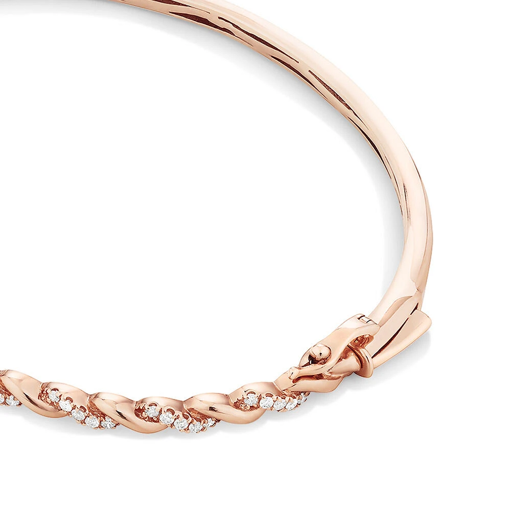 Twist Bangle With 0.33 Carat TW Diamonds In 10kt Rose Gold