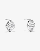 Wavy Ridge Textured Square Stud Earrings in Sterling Silver