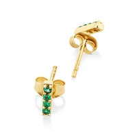 Bar Emerald Earrings in 10kt Yellow Gold