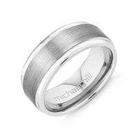 Bague en tungstène de saphir gris pour homme