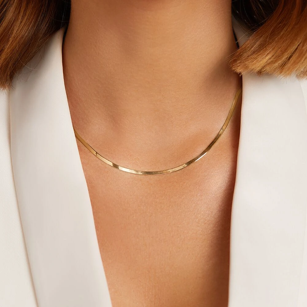 45cm (18”) 2mm-2.5mm Width Herringbone Chain in 10kt Yellow Gold