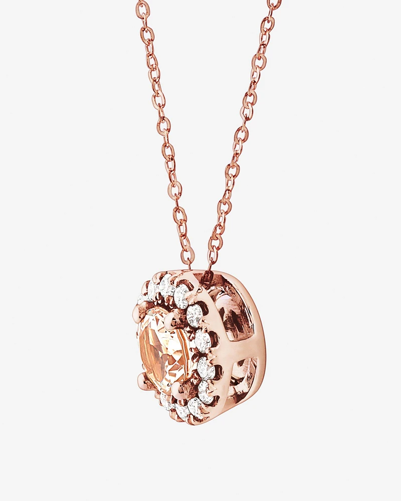 Pendant with Morganite & Carat TW of Diamonds in 10kt Rose Gold