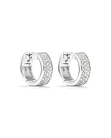 Reversible Huggie Earrings With Cubic Zirconia In Sterling Silver