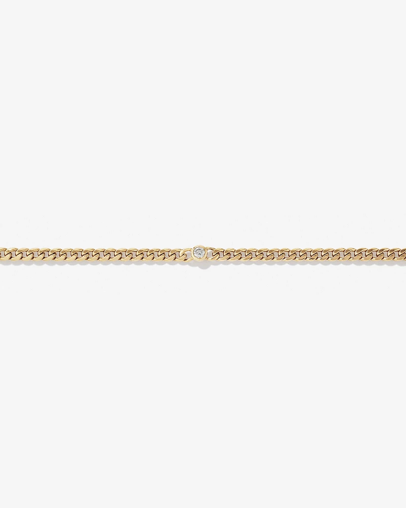 Diamond Accent Curb Chain Bracelet in 10kt Yellow Gold