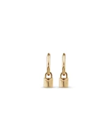 Signature Lock Hoop Huggie Earrings in 10kt Yellow Gold