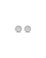 0.44 Carat TW Round Diamond Halo Stud Earrings in 10kt White Gold