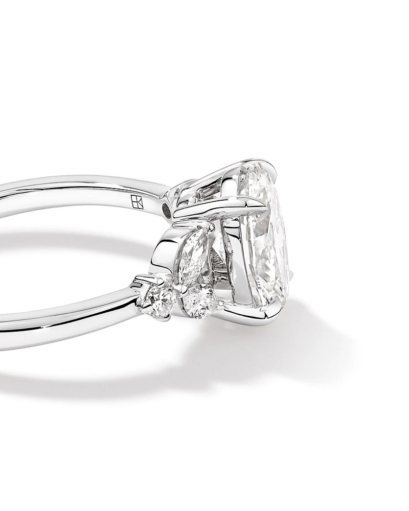 1.73 Carat TW Oval Cut Laboratory-Grown Diamond Marquise Cut Side Stone Engagement Ring in 14kt White Gold